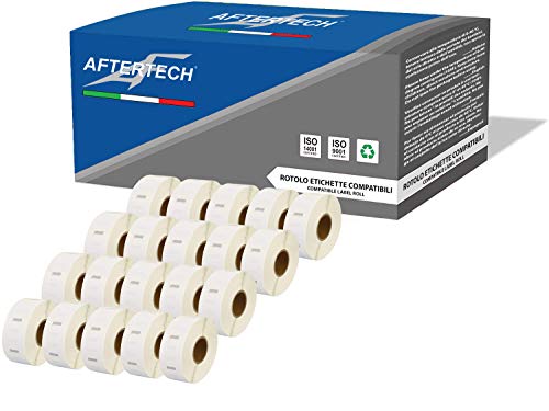 Aftertech 20x 2525 25x25 mm kompatible Etiketten (750 Etiketten/Rolle = 15000 insgesamt) für Dymo LabelWriter Seiko SLP Etikettendrucker S0929125 20x2525 von AFTERTECH