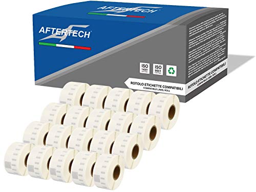 Aftertech 20x 99013 36 x 89 mm Rollen halbtransparente selbstklebende Etiketten, kompatibel (260 Etiketten/Rolle = 5200 insgesamt) für Dymo LabelWriter Seiko SLP Etikettendrucker S0722410 20x99013 von AFTERTECH