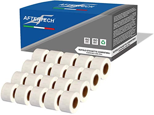 Aftertech 20 x 99010 28 x 89 mm Kompatible Klebeetiketten (130 Etiketten/Rolle = 2600 insgesamt) für Dymo LabelWriter Seiko SLP Etikettiermaschinen S0722370 20x99010 von AFTERTECH