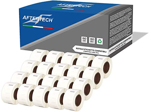 Aftertech 20x 99017 12,5x51mm kompatible Etikettenrollen (220 Etiketten/Rolle = 4400 insgesamt) für Dymo LabelWriter Seiko SLP Etikettendrucker S0722460 20x99017 von AFTERTECH