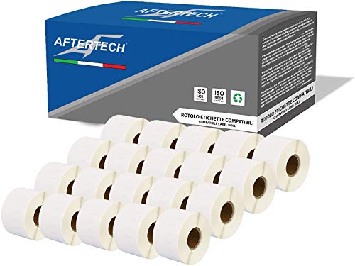 Aftertech 20x 99018 38x190mm kompatible Etikettenrollen (110 Etiketten/Rolle = 2200 insgesamt) für Dymo LabelWriter Seiko SLP Etikettendrucker S0722470 20x99018 von AFTERTECH