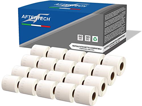 Aftertech 20x 99019 59x190mm kompatible Etikettenrollen (110 Etiketten/Rolle = 2200 insgesamt) für Dymo LabelWriter Seiko SLP Etikettendrucker S0722485 20x99019 von AFTERTECH