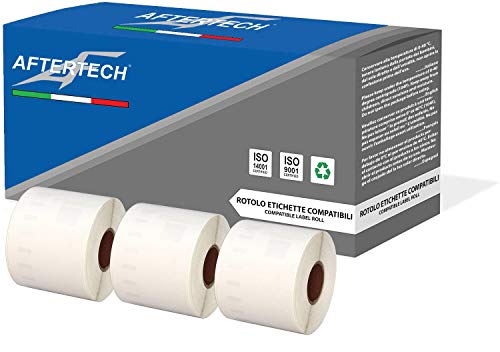 Aftertech 3 x 99014 54 x 101 mm kompatible Klebeetiketten (220 Etiketten/Rolle = 660 insgesamt) für Dymo LabelWriter Seiko SLP Druckeretiketten S0722432 3 x 99014 von AFTERTECH