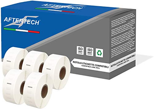 Aftertech 5 x 11352 25 x 54 mm selbstklebende Etikettenrollen (500 Etiketten/Rolle = 2500 insgesamt) für Dymo LabelWriter S0722520 5x11352 Etikettendrucker von AFTERTECH