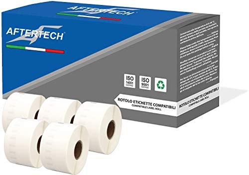 Aftertech 5 x 11356 41 x 89 mm Rollen kompatible Klebeetiketten (300 Etiketten/Rolle = 1500 insgesamt) für Dymo LabelWriter Seiko SLP Etikettiermaschinen Drucker S0722560 5x11356 von AFTERTECH