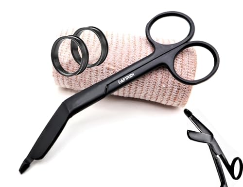 Trauma-Schere, medizinischer Sanitäter, rostfrei, dicke Klingen, Verbandschere, tiefe Verzahnung, Schneideband, Kleidungsbandagen, Geschenke für Krankenpflegestudenten, 11,4 cm, Schwarz Trauma-Schere, medizinischer Sanitäter, rostfrei, dicke Klingen, Verbandschere, tiefe Verzahnung, Schneideband, Kleidungsbandagen, Geschenke für Krankenpflegestudenten, 11,4 cm, Schwarz von AFTREN