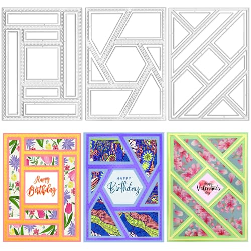 3 Stück rechteckige Stanzformen für Kartenherstellung, AFUNTA Rahmen, Scrapbook, Metall-Stanzformen, Prägewerkzeuge für Kartenherstellung, Papieralbum-Dekoration 3 Stück rechteckige Stanzformen für Kartenherstellung, AFUNTA Rahmen, Scrapbook, Metall-Stanzformen, Prägewerkzeuge für Kartenherstellung, Papieralbum-Dekoration von AFUNTA