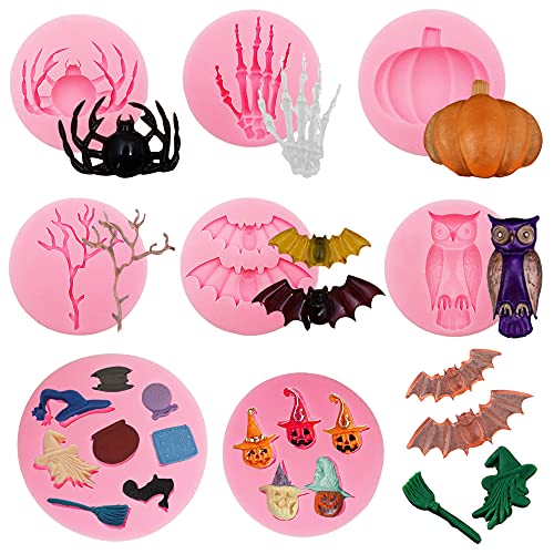8 Stück Halloween-Silikonformen, AFUNTA Epoxidharz-Gussformen mit Fledermaus, Kürbis, Skelett, Spinne, Eule, Geist, Handformen, für Hallween-Dekorationen, DIY-Handwerk 8 Stück Halloween-Silikonformen, AFUNTA Epoxidharz-Gussformen mit Fledermaus, Kürbis, Skelett, Spinne, Eule, Geist, Handformen, für Hallween-Dekorationen, DIY-Handwerk von AFUNTA