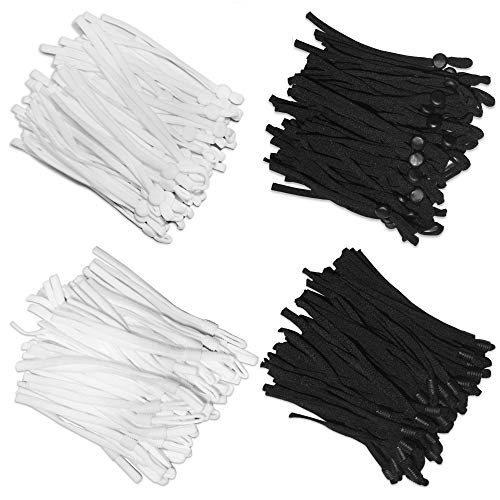 AFUNTA 100 Stück breites, elastisches Band und 100 Stück verstellbare Silikon-Schnallen, Kordelstopper, hochdehnbare Schnur für DIY-Handwerk, Ohrband, Nähen, Kleidung, Zubehör – Schwarz & Weiß AFUNTA 100 Stück breites, elastisches Band und 100 Stück verstellbare Silikon-Schnallen, Kordelstopper, hochdehnbare Schnur für DIY-Handwerk, Ohrband, Nähen, Kleidung, Zubehör – Schwarz & Weiß von AFUNTA