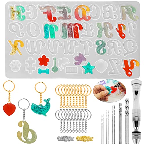 AFUNTA 167-teiliges Alphabet-Harz-Formen-Set, Buchstaben, Meeresorganismen und Hundekrallen, Harz-Schlüsselanhänger-Formen mit 1 Handbohrmaschine, 10 Bohrern, 20 Schlüsselringen, 100 Schraubstiften AFUNTA 167-teiliges Alphabet-Harz-Formen-Set, Buchstaben, Meeresorganismen und Hundekrallen, Harz-Schlüsselanhänger-Formen mit 1 Handbohrmaschine, 10 Bohrern, 20 Schlüsselringen, 100 Schraubstiften von AFUNTA