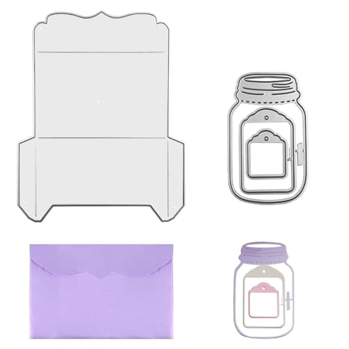 AFUNTA 3 Sets Stanzformen für Kartenherstellung, Umschlag Spitze Metall Stanzformen Flasche Stanzformen für Scrapbooking, Prägeschablonen für DIY Scrapbook Album Dekorativ von AFUNTA