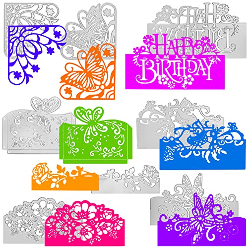 AFUNTA 8 Sets Stanzformen für Kartenherstellung, Geburtstag Metall Stanzformen Rose Blume Vogel Schmetterling Stanzformen Prägeschablonen für DIY Scrapbook Album Dekorative Scrapbook Kartenherstellung von AFUNTA