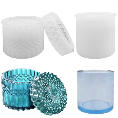 AFUNTA Glasformen aus Kunstharz, 2 Stück, Silikonformen mit Deckel, große Diamantglas-Epoxidharz-Formen, für selbstgemachte Aufbewahrungsgläser, Süßigkeitenbehälter, Harz-Bastelarbeiten, AFUNTA Glasformen aus Kunstharz, 2 Stück, Silikonformen mit Deckel, große Diamantglas-Epoxidharz-Formen, für selbstgemachte Aufbewahrungsgläser, Süßigkeitenbehälter, Harz-Bastelarbeiten, von AFUNTA