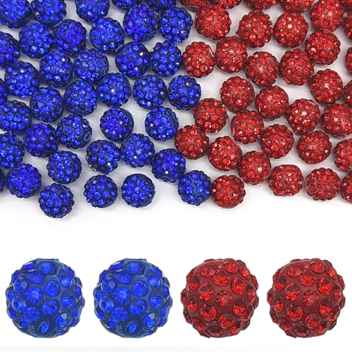 AFUNTA 200 Stück 10 mm Aquamarin, rot, glitzernd, Kristall-Strass-Perlen für Schmuckherstellung, DIY-Halsketten, Armbänder, Ohrringe, Dekorationsartikel, Heimdekoration von AFUNTA