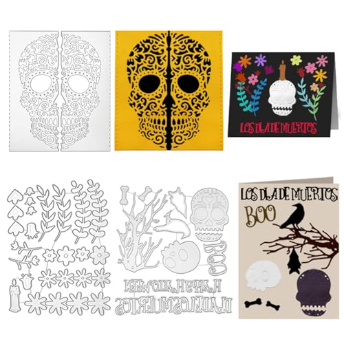 AFUNTA Stanzformen für Kartenherstellung, Halloween, Totenkopf, Blume, Kerzen, Buchstaben, Metallschablonen für DIY, Halloween, Scrapbooking, Dekoration, 4 Stück AFUNTA Stanzformen für Kartenherstellung, Halloween, Totenkopf, Blume, Kerzen, Buchstaben, Metallschablonen für DIY, Halloween, Scrapbooking, Dekoration, 4 Stück von AFUNTA