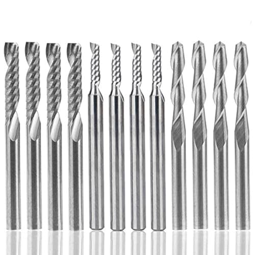Afunta – Hartmetall-Fräswerkzeug, 4 Stück, 8 mm, CNC-Fräser, doppelschneidig + 8 Stück Fräser (2 Arten), einschneidig, für Nylon, Harz, ABS, Acryl, PVC, MDF, Hartholz von AFUNTA