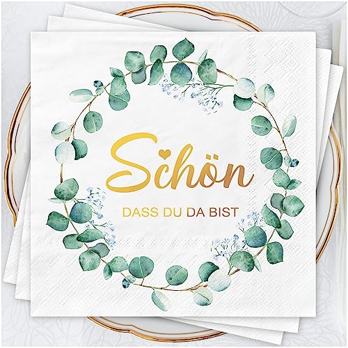 AFYHH Servietten Hochzeit Geburtstag Eukalyptus Grün 80Stück 3-Lagige Servietten Taufe Kommunion Happy Birthday Napkins Tischdekoration Decor Servietten Schön Dass Du Da Bist Weiß Papierservietten AFYHH Servietten Hochzeit Geburtstag Eukalyptus Grün 80Stück 3-Lagige Servietten Taufe Kommunion Happy Birthday Napkins Tischdekoration Decor Servietten Schön Dass Du Da Bist Weiß Papierservietten von AFYHH