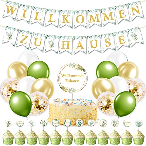 AFYHH Willkommen Zuhause Baby Deko Girlande Banner Luftballons Tortendeko Cake Topper Eukalyptus Grün Zuhause Party Dekoration Willkommen Zurück Baby Deko Weclome Home Deko AFYHH Willkommen Zuhause Baby Deko Girlande Banner Luftballons Tortendeko Cake Topper Eukalyptus Grün Zuhause Party Dekoration Willkommen Zurück Baby Deko Weclome Home Deko von AFYHH