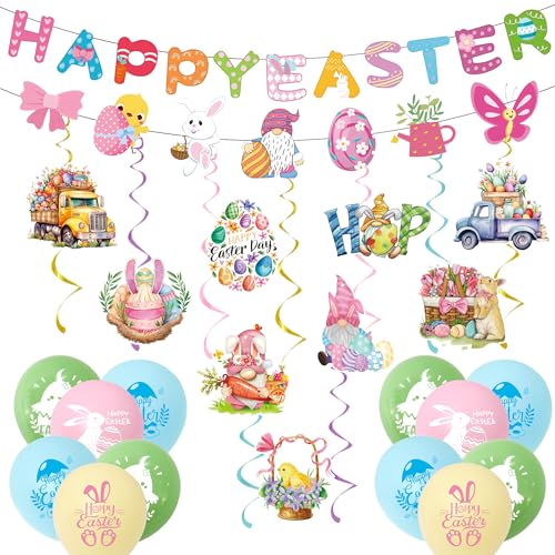 Osterdekorationen Indoor Happy Easter Banner Girlande Ostern Wimpelkette Luftballons für Zuhause Dekoration Ostern Decke Hängende Wirbel für Home Office Schule Klassenzimmer Ostern Party Dekorationen Osterdekorationen Indoor Happy Easter Banner Girlande Ostern Wimpelkette Luftballons für Zuhause Dekoration Ostern Decke Hängende Wirbel für Home Office Schule Klassenzimmer Ostern Party Dekorationen von AFYHH