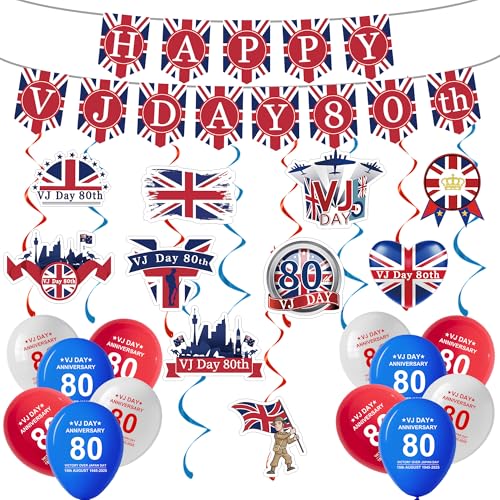 VJ Day 80th Anniversary Decorations 2025 80th Victory over Japan Day Decorations VJ Day 80th Banner Bunting Balloons VJ Day 80th Hanging Swrils Decorations UK VJ Day Party Supply VJ Day 80th Anniversary Decorations 2025 80th Victory over Japan Day Decorations VJ Day 80th Banner Bunting Balloons VJ Day 80th Hanging Swrils Decorations UK VJ Day Party Supply von AFYHH