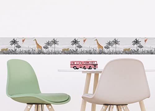 AG Design Jungle Selbstklebende Wandbordüre für Kinderzimmer | 13.8 x 500 cm | AWBD 8176-008 von AG Design