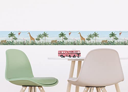 AG Design Jungle Selbstklebende Wandbordüre für Kinderzimmer | 13.8 x 500 cm | AWBD 8178-009 von AG Design