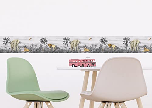 AG Design Jungle Selbstklebende Wandbordüre für Kinderzimmer | 13.8 x 500 cm | AWBD 8180-003 von AG Design
