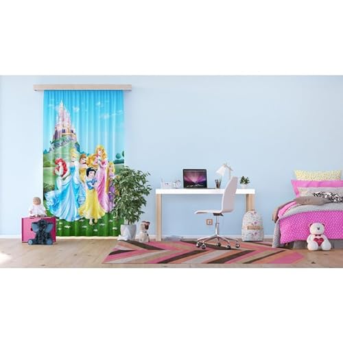 AG Design Prinzessinnen im Garten, Disney, Vorhänge für Kinderzimmer, 1 Teil, Blau, 140 x 245 cm von AG Design