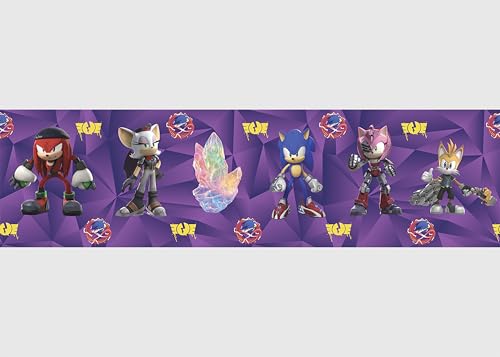 Selbstklebende Bordüre Sonic Prime AG Design, AWBD 8040 | Wasserfest Kinderzimmer Wand Aufkleber Dekoration | Wandbordüre für Mädchen und Junge | Folie, Mehrfarbig | Breite 500 cm x Höhe 13.8 cm von AG Design