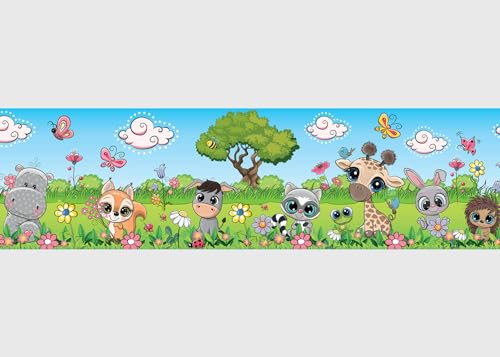 Tiere Kinderzimmer Selbstklebende Bordüre, Wand Sticker, von AG Design 500 x 14 cm | AWBD 8012 von AG Design