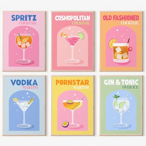 AG.AIIEU Malen nach Zahlen Erwachsene Cocktail, DIY Handgemalt Ölgemälde 6-teiliges set - Paint by Numbers Adult Mit - Pinseln und Acrylfarbe knitterfreie leinwand Kit von AG.AIIEU