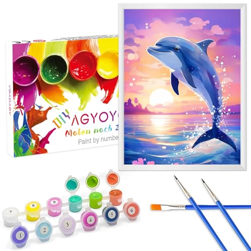 AG.AIIEU Malen nach Zahlen Kinder Delphin ab 5 6 7 8 9 Jahre mit Rahmen Ölgemälde - 20x30cm, Bastelset Mädchen und Junge DIY Gemäide Geschenk AG.AIIEU Malen nach Zahlen Kinder Delphin ab 5 6 7 8 9 Jahre mit Rahmen Ölgemälde - 20x30cm, Bastelset Mädchen und Junge DIY Gemäide Geschenk von AG.AIIEU