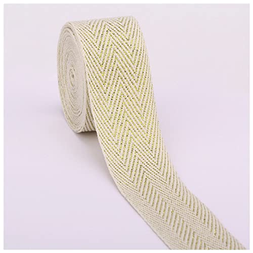 Gurtband Baumwolle 10 Meter Umweltfreundliche Baumwolle Webtipps 10-60mm Hohe Hartnäckigkeit Gürtelbeutel Label Ribbon Nähbandbindung DIY. Handwerk Zubehör Leinwandrolle (Size : 25mm beige gold) von AGBARR