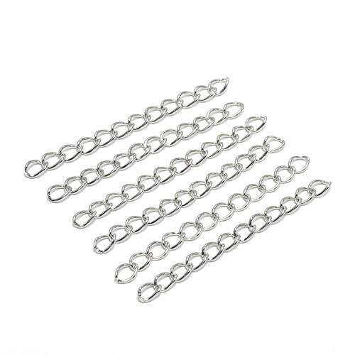 100 Stück/Los, 50 mm, Rhodium, Verlängerungskette, Armband, verlängerte Ketten, Schwanzverlängerung für DIY-Schmuckherstellung, (Rhodium, 5 cm x 100 Stück) von AGCFABS