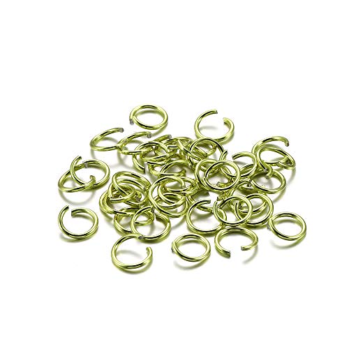 300 Stück/Packung 6 8 10 mm Aluminium weich offene Binderinge Spaltringe Verbinder für DIY Schmuckherstellung Zubehör (Hellgrün, 8,5 mm) von AGCFABS