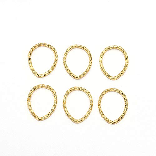 50 Stück/Los, 14 × 18 mm, goldfarbene Binderinge im Wassertropfen-Stil, gedrehte Spaltringe, Abstandshalter, Verbindungsstücke für Schmuckherstellung, Zubehör (Gold-Wasser) von AGCFABS