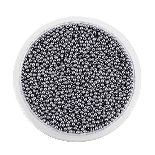 AGCFABS 1800 Stück/Los 2 mm große tschechische Glas-Rocailles, kleine, runde lose Perlen für selbstgemachte Schmuckherstellung, Ohrringe, Armbänder (Betongrau) von AGCFABS