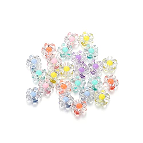 AGCFABS 20 Stück/Packung glänzende Acryl-Blumenförmige Abstandshalter, transparent, niedliche Kawaii-Perlen für Armbänder, Halsketten, DIY-Schmuckherstellung (gemischt) von AGCFABS