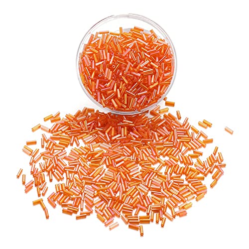 AGCFABS Tschechische Glasperlen, Kristallglasröhren-Set, Stift-Rocailles für Schmuckherstellung, Ohrringe, Halsketten, DIY-Schmuckherstellung, Zubehör, Orange, 2 x 7 mm, 400 Stück/Los, 2 x 7 mm von AGCFABS