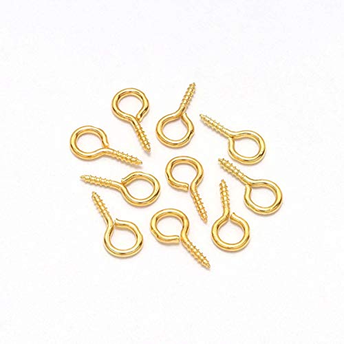 Kleine Mini-Schraubösen mit Ösen, goldfarben, 200 Stück, für Schmuckherstellung, Bastelarbeiten, 5 Größen (Gold, 6,5 x 13,5 mm) von AGCFABS