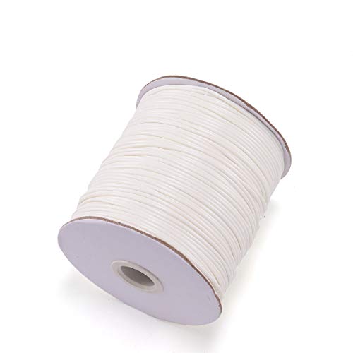 Lederschnur, gewachste Baumwollschnur, wasserdicht, rund, beschichtet, Wachsfaden für Schmuckherstellung, DIY-Armband, Zubehör, geflochtene Armbänder, DIY-Zubehör, 10 m, Weiß, 2,0 mm x 10 m von AGCFABS