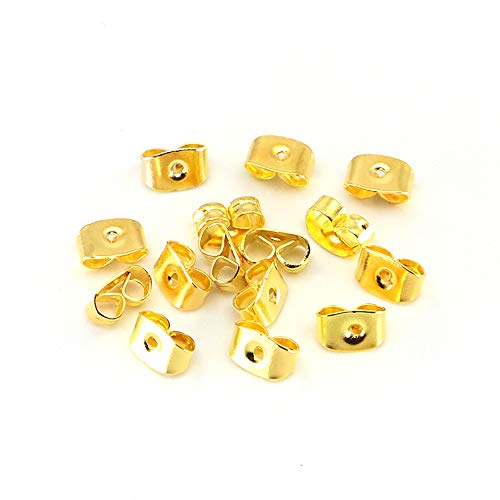 Ohrring-Ohrstecker mit Schmetterlingsverschluss, Stopper für Schmuckherstellung, blockierte Kappen, Ohrring-Verschlüsse, Stopper für selbstgemachte Ohrringherstellung, Gold, 3,7 x 5 mm, 200 Stück von AGCFABS