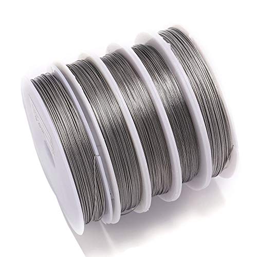 Perlendraht, 0,3–1,0 mm, bissfest, verschleißfest, starke Schnur, Edelstahl, Tigerschwanz, Perlendraht für DIY-Schmuckherstellung, 1 Rolle (Stahldraht, 0,7 mm - 25 m) von AGCFABS