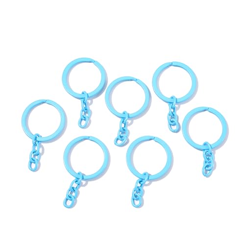 Schlüsselanhänger aus Legierung, 30 mm, mit Kette, Bonbonfarben, Schlüsselanhänger, Ringe, Teile, Verbinder für Bastelarbeiten, Schlüssel, Gliederzubehör, Blau, 5 Stück Schlüsselanhänger aus Legierung, 30 mm, mit Kette, Bonbonfarben, Schlüsselanhänger, Ringe, Teile, Verbinder für Bastelarbeiten, Schlüssel, Gliederzubehör, Blau, 5 Stück von AGCFABS