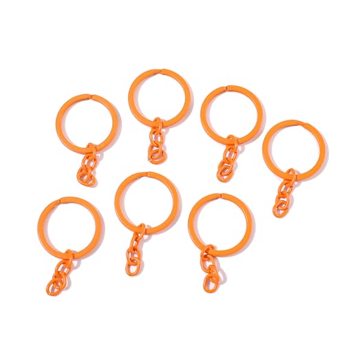 Schlüsselanhänger aus Legierung, 30 mm, mit Kette, Bonbonfarben, Schlüsselanhänger, Ringe, Teile, Verbinder für DIY, Kunst, Handwerk, Schlüssel, Gliederzubehör, Orange, 5 Stück von AGCFABS