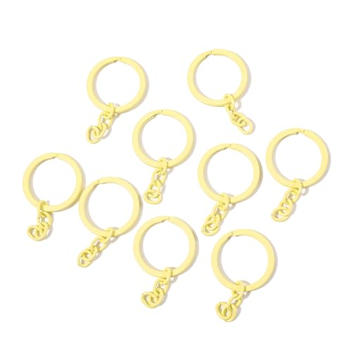 Schlüsselringe aus Legierung, 30 mm, mit Kette, Bonbonfarbe, Schlüsselanhänger, Ringe, Teile, Verbinder für Bastelarbeiten, Schlüssel, Gliederzubehör, Hellgelb, 5 Stück von AGCFABS