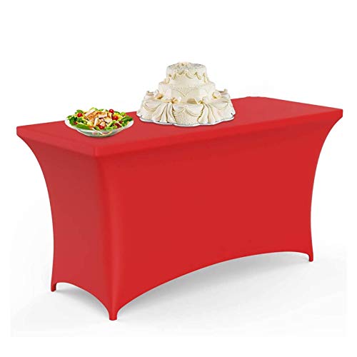 AGLZWY Eng Anliegende Tischdecke Staubdicht Atmungsaktiv Stoff Mit Hoher Elastizität Zum Zuhause Rechteckiger Tisch Hochzeit Bar Bankett Party, Mehrere Größen (Red,140x60x75cm) von AGLZWY