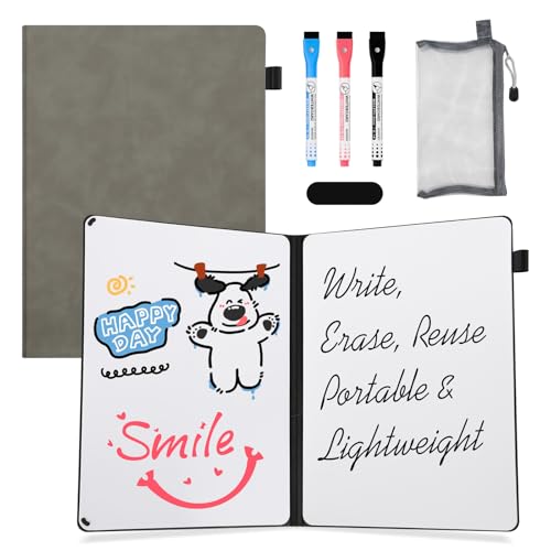 AGM A4 Mini Whiteboard, Kleines Whiteboard, tragbare Schreibtafel mit 3 Farbstiften, Radiergummi und Netzbeutel für Büro, Arbeitszimmer, Klassenzimmer und Zuhause – Grau AGM A4 Mini Whiteboard, Kleines Whiteboard, tragbare Schreibtafel mit 3 Farbstiften, Radiergummi und Netzbeutel für Büro, Arbeitszimmer, Klassenzimmer und Zuhause – Grau von AGM