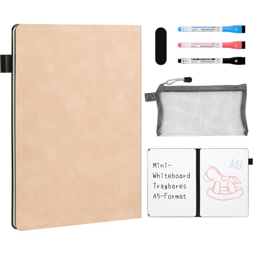 AGM A5 Mini-Whiteboard, tragbare Schreibtafel mit 3 Farbstiften und Radiergummi für Büro, Arbeitszimmer, Klassenzimmer und Zuhause – Rosa von AGM