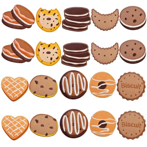 20 Stück Cookie Biscuit Sweet Snacks bestickte Flicken niedliche Cartoon selbstklebend zum Aufnähen auf Reparaturflicken Applikationen für Kleidung, Hüte, Rucksäcke, Jeans, Jacken, Kostüme, 10 Stile 20 Stück Cookie Biscuit Sweet Snacks bestickte Flicken niedliche Cartoon selbstklebend zum Aufnähen auf Reparaturflicken Applikationen für Kleidung, Hüte, Rucksäcke, Jeans, Jacken, Kostüme, 10 Stile von AGNURCADE